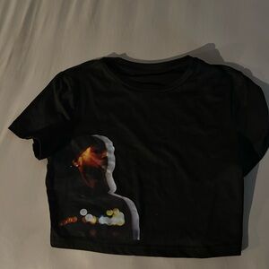 Black Graphic Crop Top